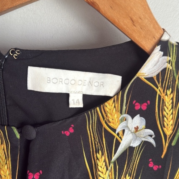 BORGO DE NOR DRESS ALBA BLACK FLORAL PRINT CREPE - Picture 5 of 13